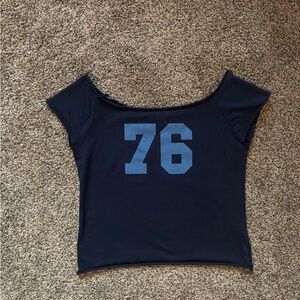 Edikted Dark Blue Graphic Tee with Number Print